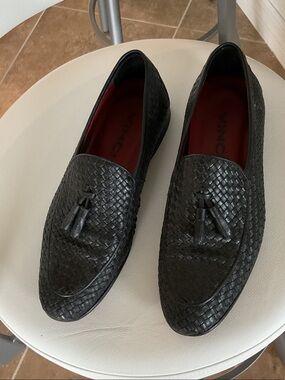 VINCI Black woven loafers with tassel,size 43